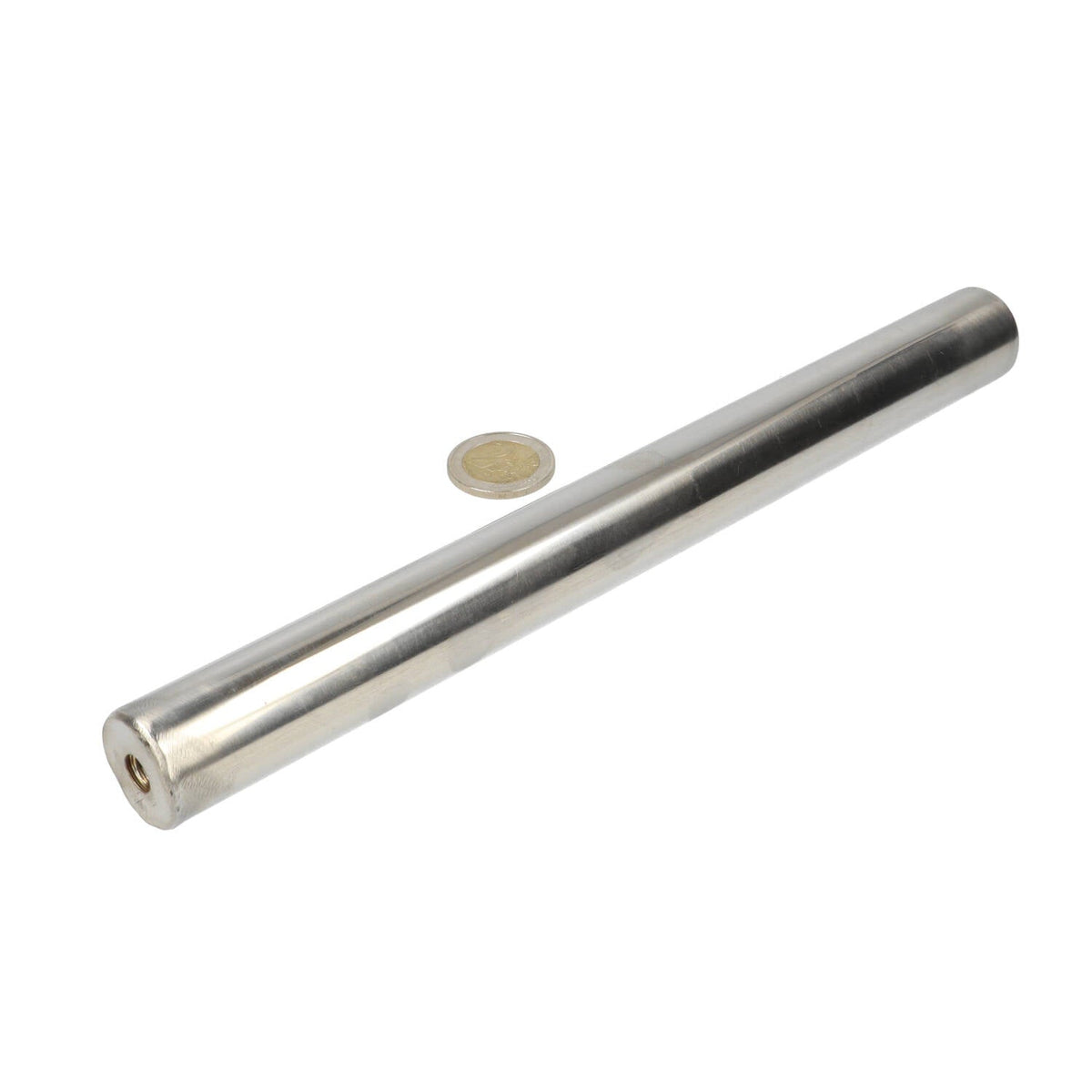 Filtermagneet Neodymium RVS Ø25 × 310 mm N42 diametraal 2× binnendraad M8 Coating NiCuNi - Magnetenspecialist Import & Export B.V.
