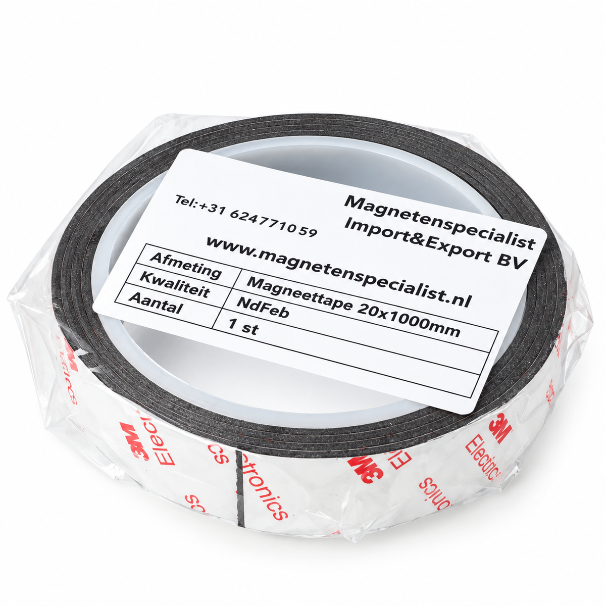 Bande magnétique au néodyme 20 x 1 000 mm N48 autocollante