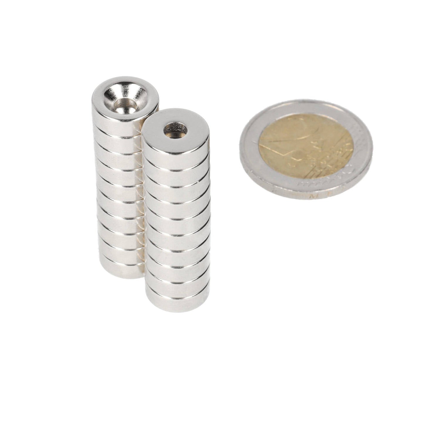 Neodymium Ringmagneet Ø14 x Ø8,1 x 3 mm N35 NiCuNi met boor-/verzinkgat Noordpool - Magnetenspecialist Import & Export B.V.