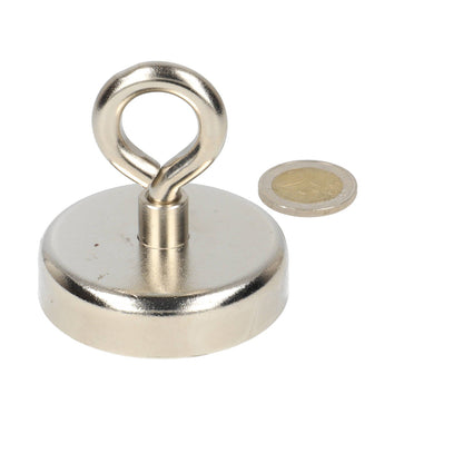 Neodym Ösenmagnet Ø60 x 18 mm N40 Stahltopf NiCuNi