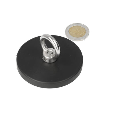 Neodym Gummi Ösenmagnet Ø66 mm N40 Edelstahl Öse