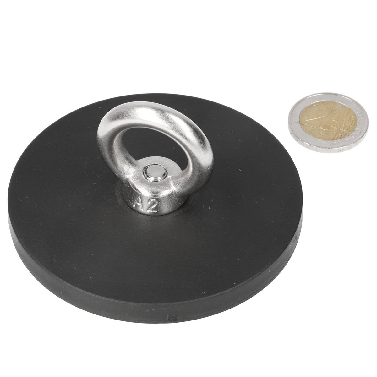 Neodym-Gummi-Ösenmagnet Ø88 mm N40 Edelstahlöse