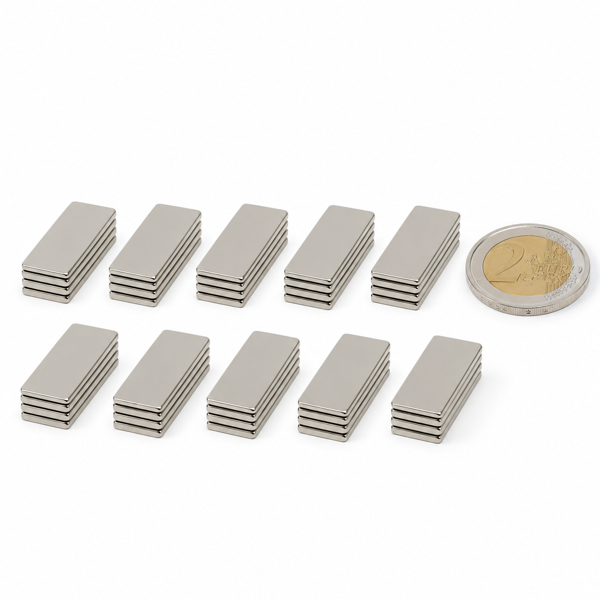 40 zelfklevende neodymium blokmagneten 40 x 12 x 1 mm N45