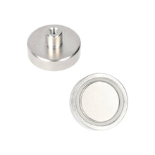 Neodymium Pot Magnet Ø25 x 7 mm N40 NiCuNi threaded bush M4