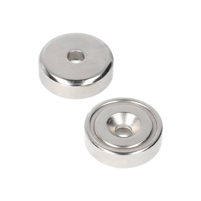 Neodymtopfmagnet Ø25 x 8 x 5,5 mm N40 NiCuNi Bohr-/Senkloch