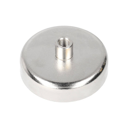 Neodym-Topfmagnet Ø60 x 15 mm N40 NiCuNi mit Gewindebuchse M8