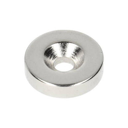 Neodym Ringmagnet Ø16 x Ø8,1 x 4 mm N35 NiCuNi mit Bohr-/Senkloch Südpol