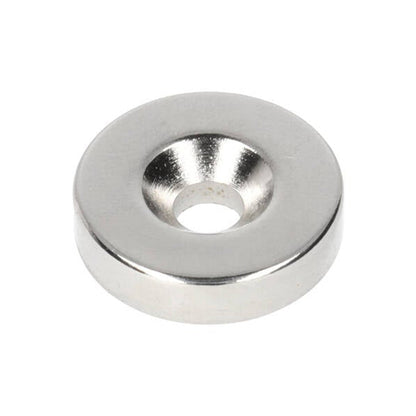 Aimant annulaire en néodyme Ø 20 x Ø 9,8 x 5 mm N35 NiCuNi avec trou percé/alésé, pôle sud