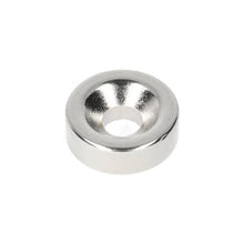 Neodym-Ringmagnet Ø14 x Ø8,1 x 3 mm N35 NiCuNi mit Bohr-/Senkloch Nordpol