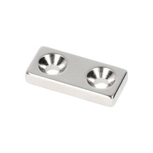 Neodym-Blockmagnet mit 2x Bohrung/Senkung 30 x 13,5 x 5 mm N48 NiCuNi Südpol