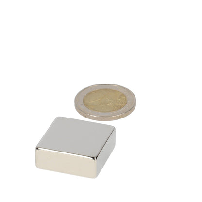 Neodymium Blokmagneet 25 x 25 x 10 mm N48 NiCuNi - Magnetenspecialist Import & Export B.V.