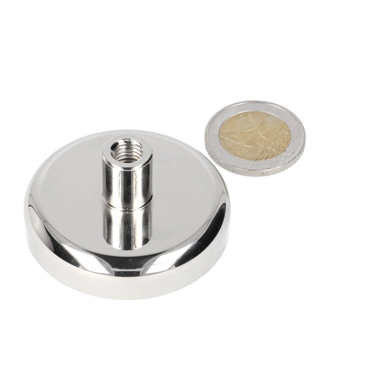 Neodymium Potmagneet Ø48 x 11 mm N40 NiCuNi draadbus M6 - Magnetenspecialist Import & Export B.V.