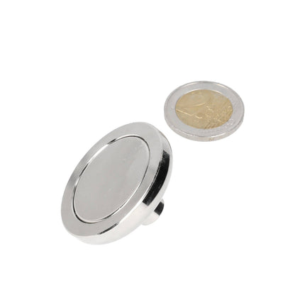 Neodymium Potmagneet Ø48 x 11 mm N40 NiCuNi draadbus M6 - Magnetenspecialist Import & Export B.V.