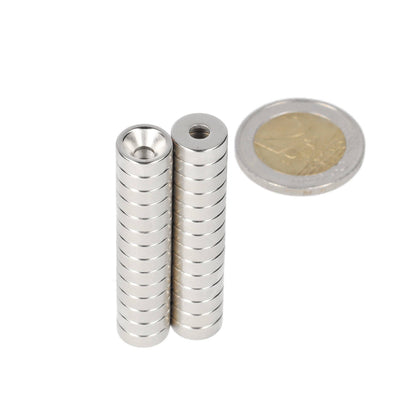 Neodymium Ringmagneet Ø10 x Ø7,1 x 3,5 mm N35 NiCuNi met boor-/verzinkgat Zuidpool - Magnetenspecialist Import & Export B.V.
