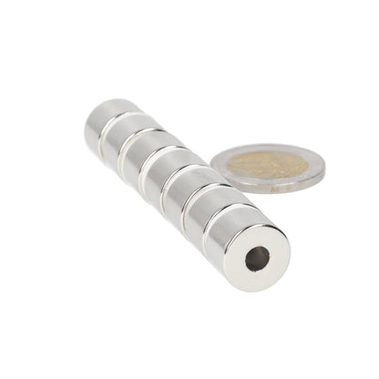 Neodymium Ringmagneet Ø15 x Ø5,1 x 10 mm N45 NiCuNi - Magnetenspecialist Import & Export B.V.