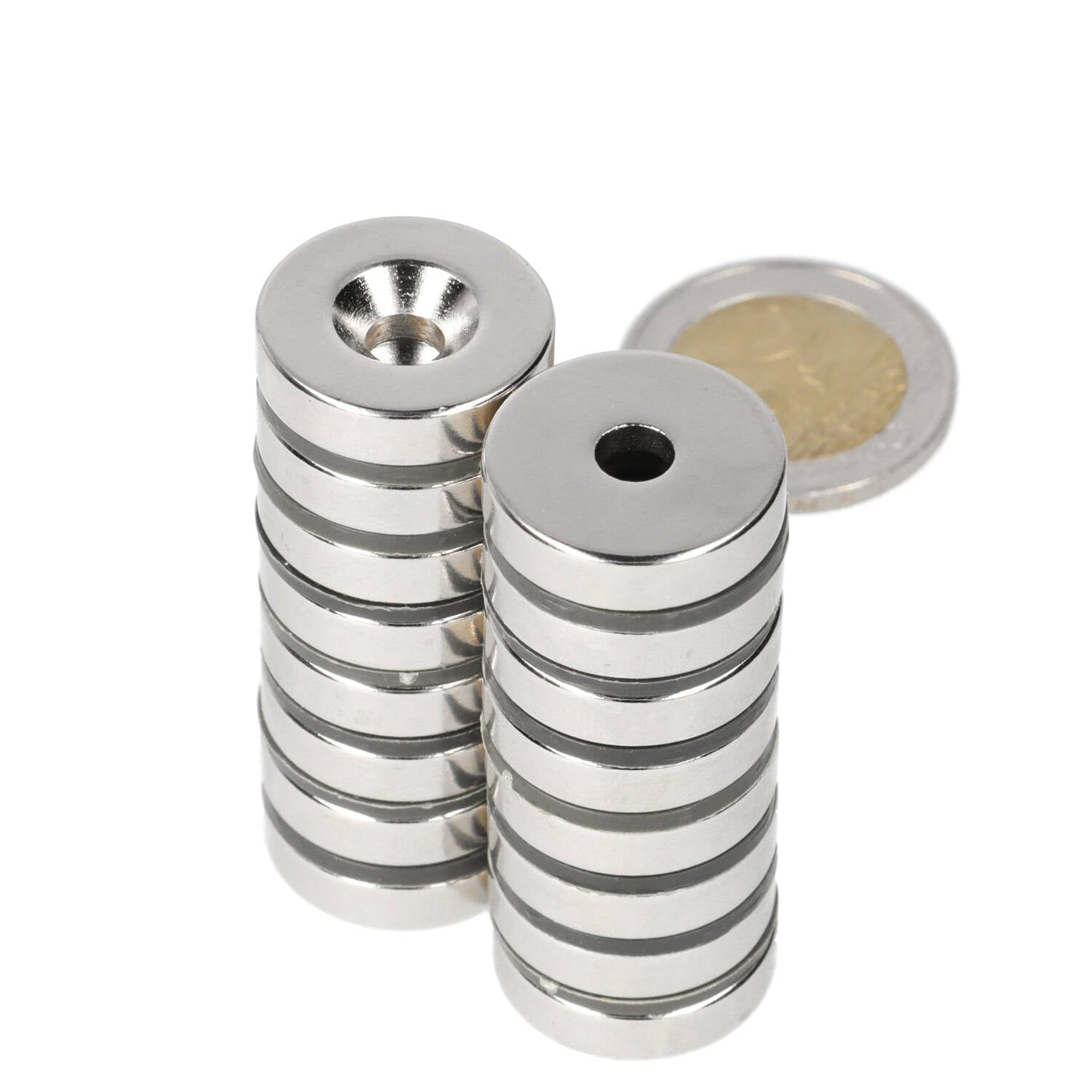 Neodymium Ringmagneet Ø20 x Ø9,8 x 5 mm N35 NiCuNi met boor-/verzinkgat Zuidpool - Magnetenspecialist Import & Export B.V.