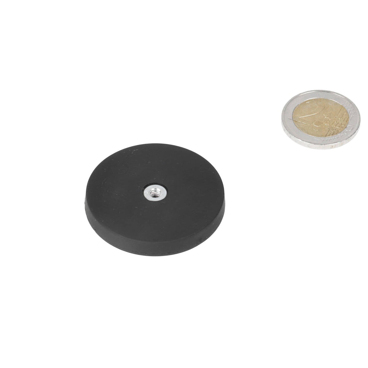 Neodymium Rubber Potmagneet Ø43 x 6 mm N40 inwendig schroefdraad M4 - Magnetenspecialist Import & Export B.V.