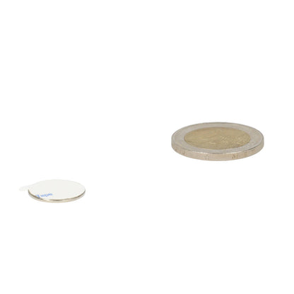 Neodymium Schijfmagneet Ø15 x 1 mm N45 NiCuNi zelfklevend - Magnetenspecialist Import & Export B.V.