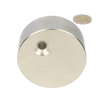 Neodymium Schijfmagneet Ø70 x 30 mm N48 NiCuNi met met boor-/verzinkgat - Magnetenspecialist Import & Export B.V.