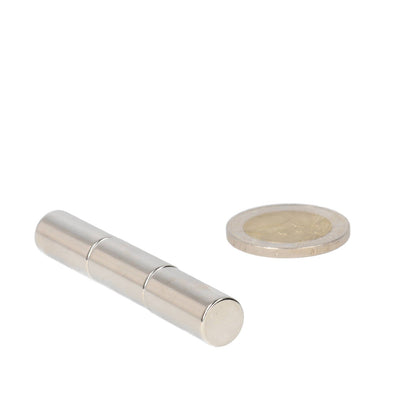 Neodymium Staafmagneet Ø10 x 20 mm N45 NiCuNi - Magnetenspecialist Import & Export B.V.