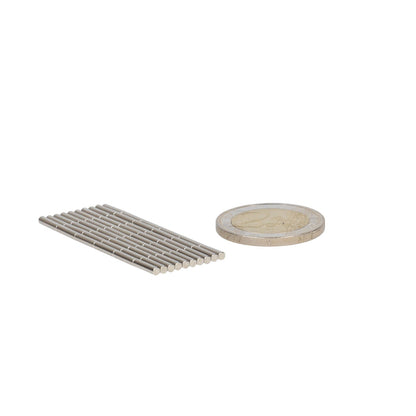 Neodymium Staafmagneet Ø2 x 8 mm N50 NiCuNi - Magnetenspecialist Import & Export B.V.