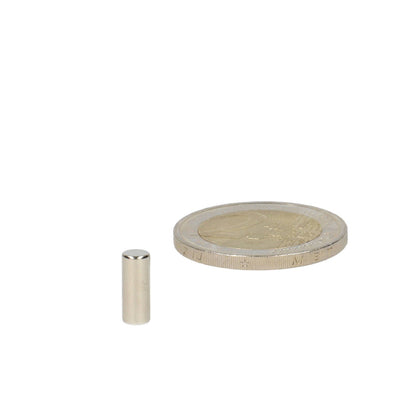 Neodymium Staafmagneet Ø4 x 10 mm N48 NiCuNi - Magnetenspecialist Import & Export B.V.