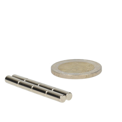 Neodymium Staafmagneet Ø4 x 10 mm N48 NiCuNi - Magnetenspecialist Import & Export B.V.