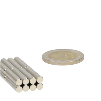 Neodymium Staafmagneet Ø4 x 20 mm N48 NiCuNi - Magnetenspecialist Import & Export B.V.