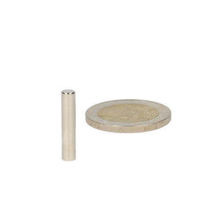 Neodymium Staafmagneet Ø4 x 20 mm N48 NiCuNi - Magnetenspecialist Import & Export B.V.