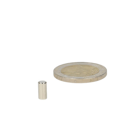 Neodymium Staafmagneet Ø4 x 8 mm N48 NiCuNi - Magnetenspecialist Import & Export B.V.