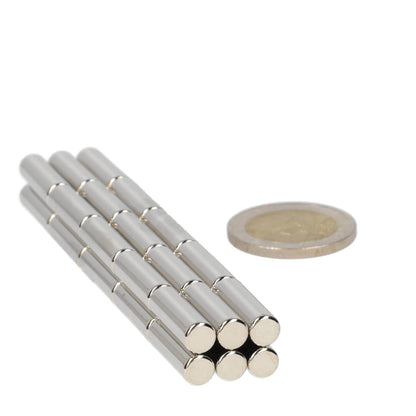 Neodymium Staafmagneet Ø6 x 20 mm N48 NiCuNi - Magnetenspecialist Import & Export B.V.