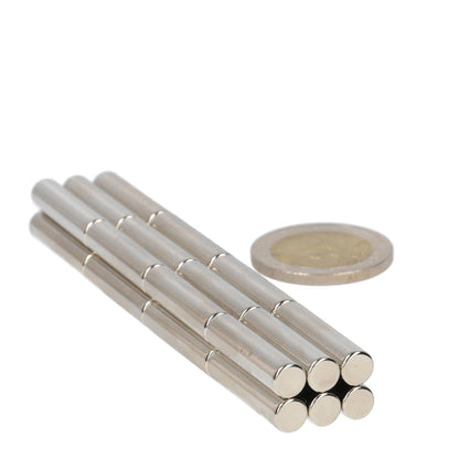 Neodymium Staafmagneet Ø6 x 25 mm N48 NiCuNi - Magnetenspecialist Import & Export B.V.