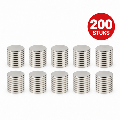 Neodymium Schijfmagneet Ø12 x 2 mm N48 NiCuNi - 200 stuks
