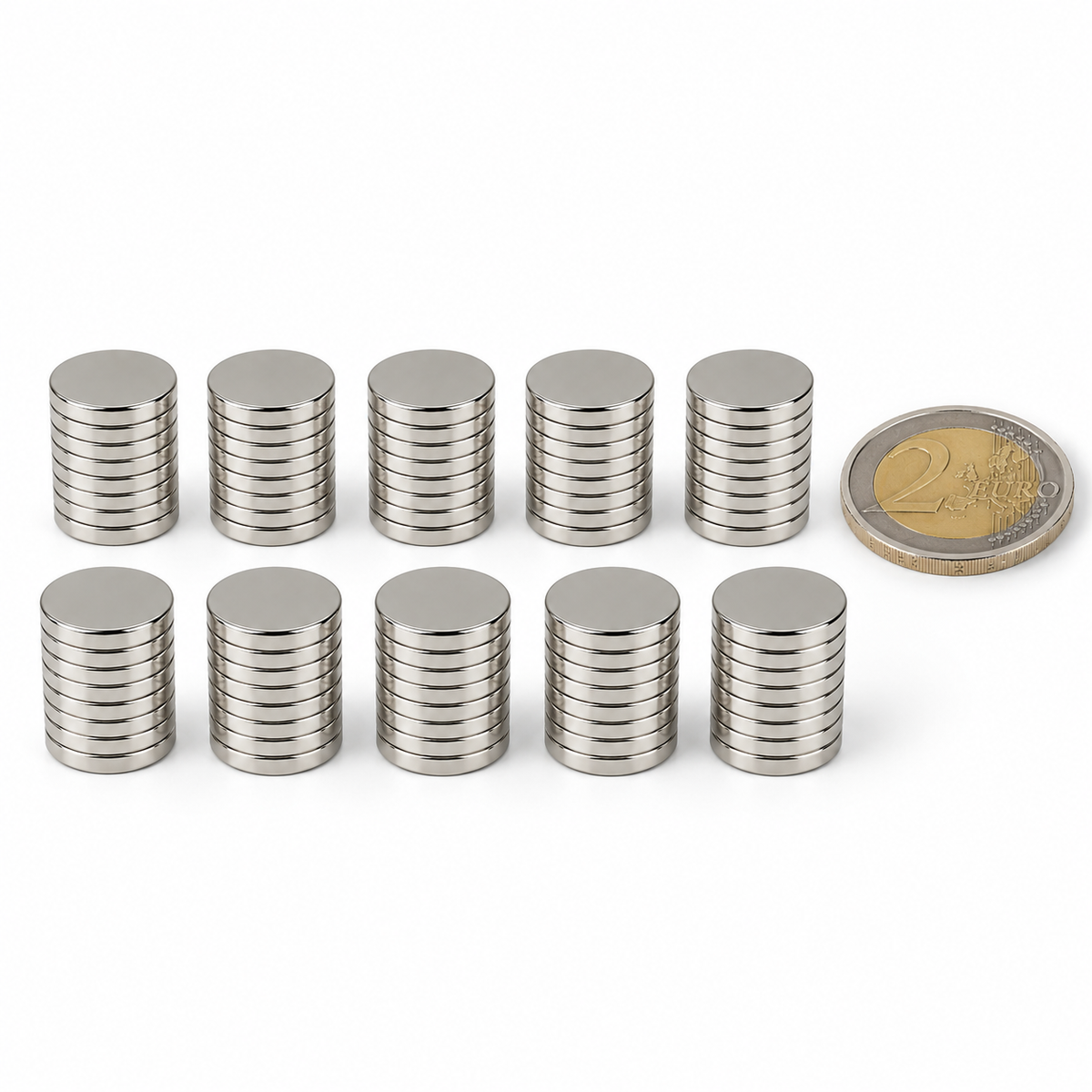 Aimant néodyme disque Ø12 x 2 mm N48 NiCuNi - 200 pièces